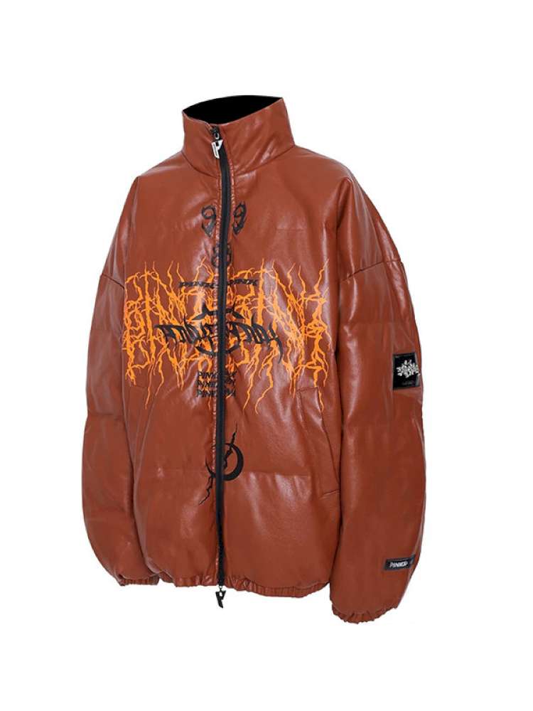 Logo PU Leather High Collar Suit【s0000015137】