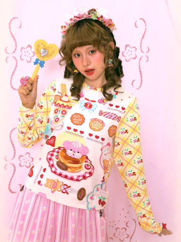 Sweet Print Yellow Checkered Contrast Base Layer【s0000014159】