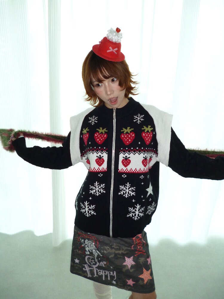 Strawberry Fair Isle Jacquard Sweater【s0000018669】
