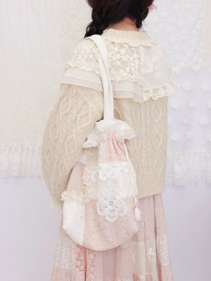 Patchwork Appliqué Drawstring Bag【s0000016505】
