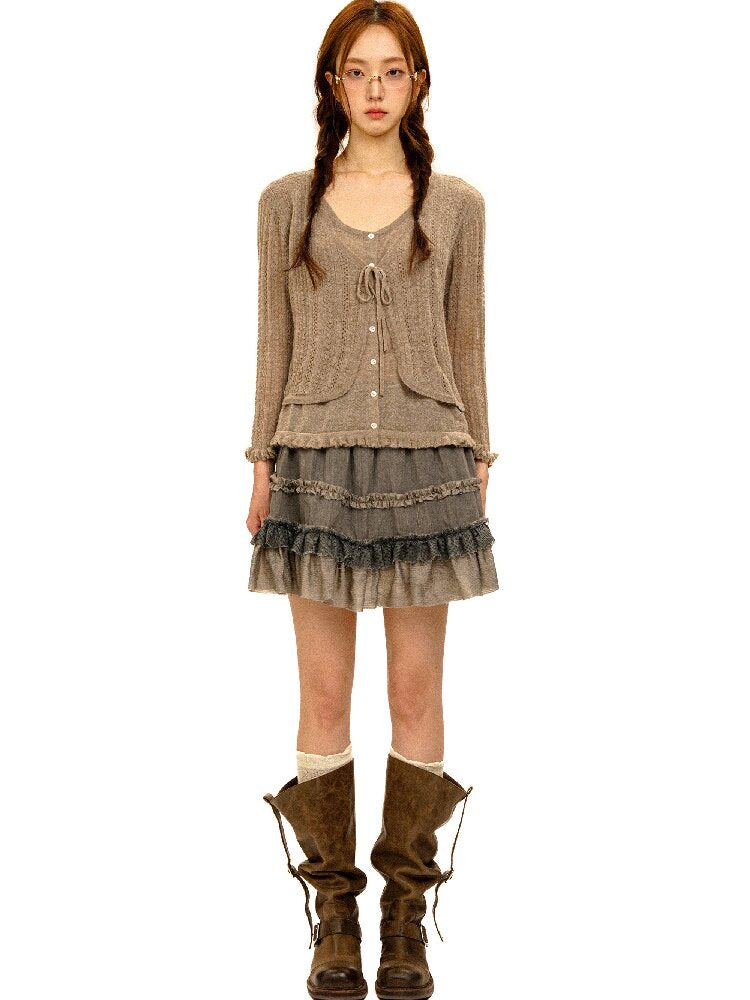 Hollow Twisted Knit Cardigan【s0000017932】