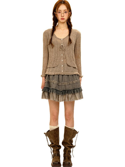 Hollow Twisted Knit Cardigan【s0000017932】