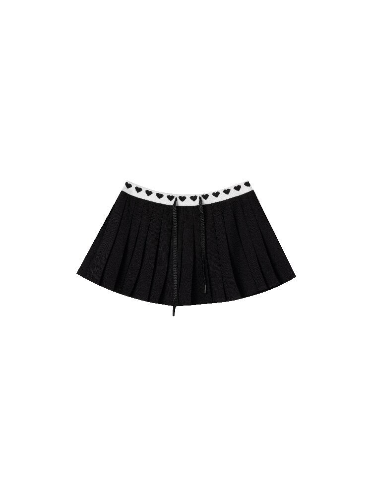 Love Waist Pleated A-Line Skirt【s0000015855】