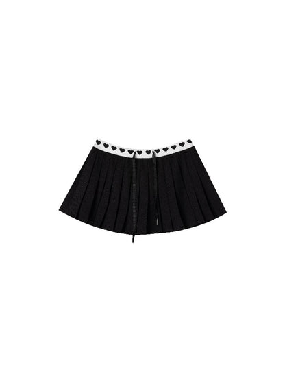 Love Waist Pleated A-Line Skirt【s0000015855】