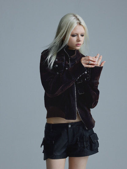 Napoleonic Matte Velvet Belt Jacket【s0000018551】