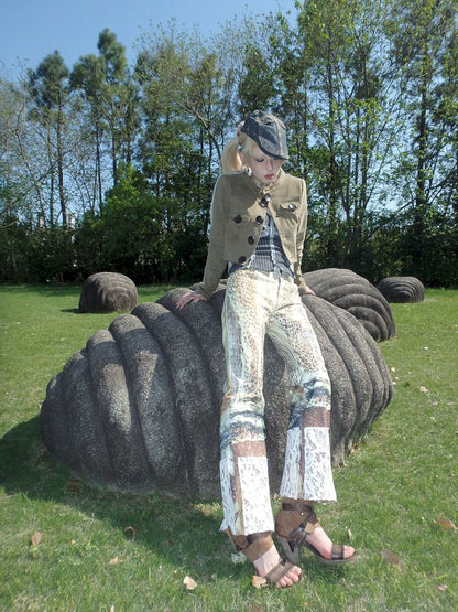 Spider Web Aged Splicing Micro Pants【s0000012469】