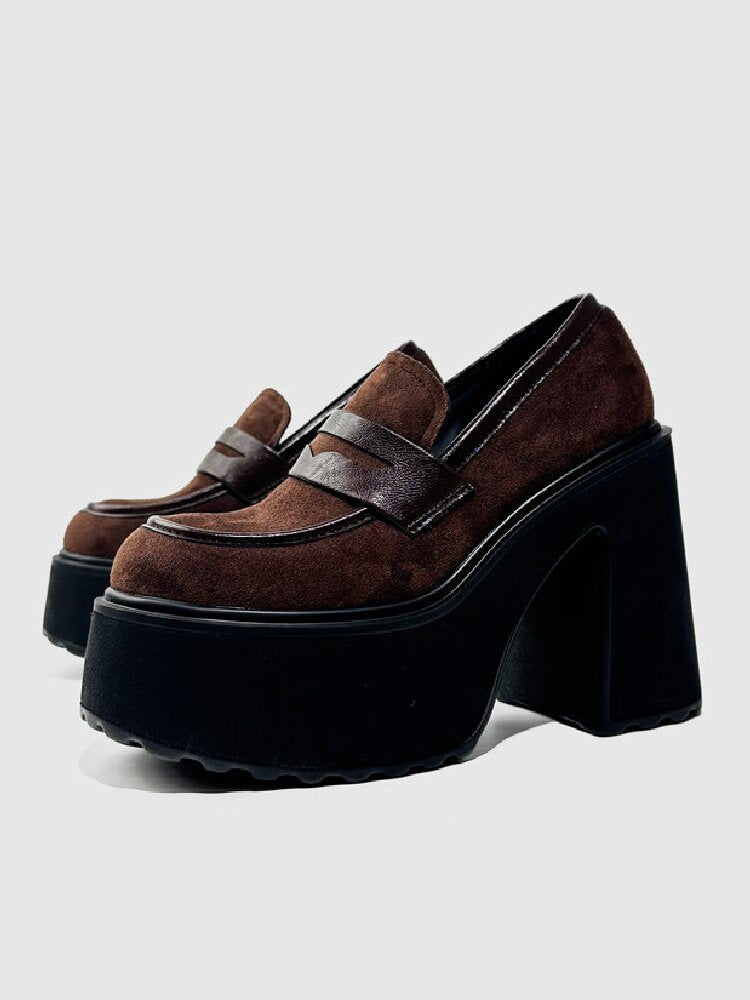 Matte Leather High Heel Loafers【s0000015716】