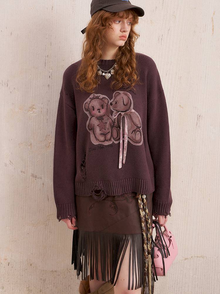 Oversized Long-Sleeve Knit Sweater【s0000014392】