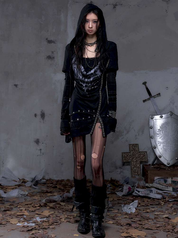 Patchwork long-sleeve layered dress【s0000014465】