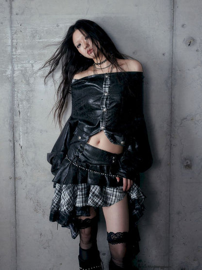 Back leather long sleeve sweater jacket【s0000013477】