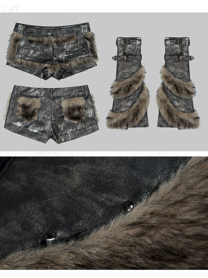 Fur splicing shorts leggings【s0000010490】