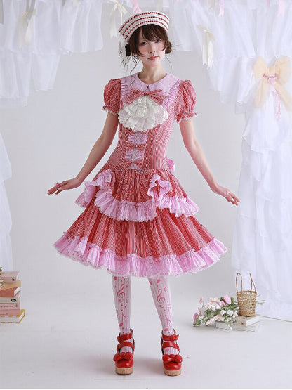Vintage Red Striped Skirt Dress【s0000016551】