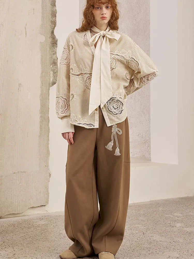 Loose-Knot Straight-Leg Wide-Leg Pants【s0000014046】