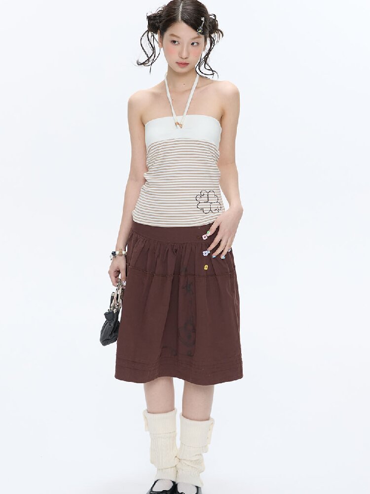 Diamond Striped Halterneck Top【s0000016386】