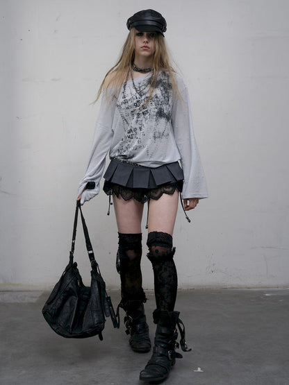 One-shoulder long-sleeved T-shirt【s0000012613】