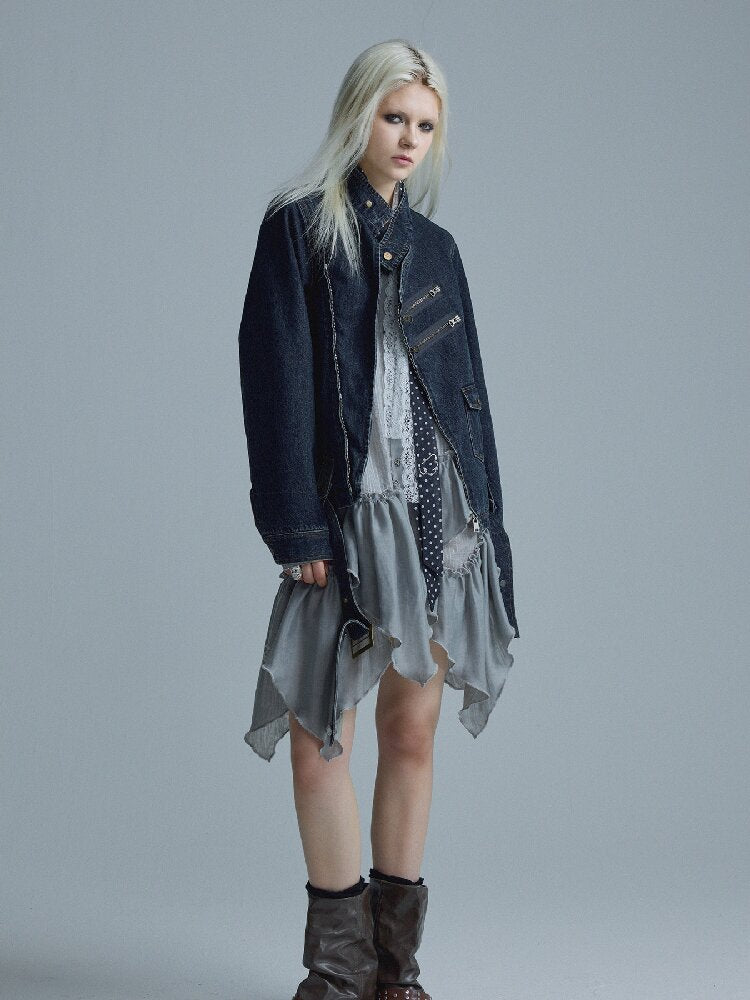 Distressed Texture Denim Jacket Top【s0000018545】