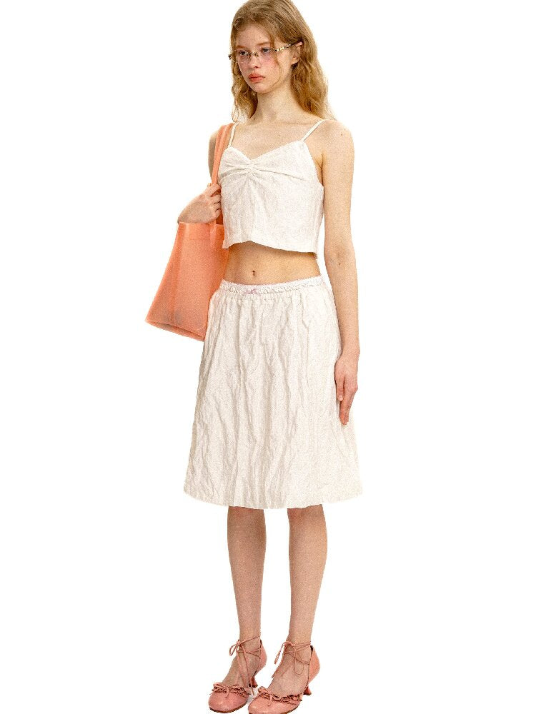 Wire Pleated Spaghetti Skirt Set【s0000017410】