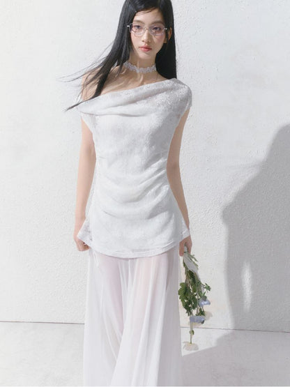 French lace pressed pleated dress【s0000012147】