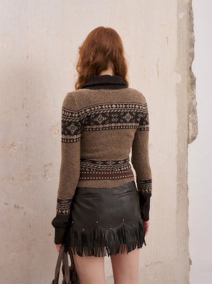 Fairy Island Jacquard Long Sleeve Knit Cardigan【s0000014073】