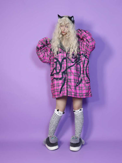 Y2K Subculture Loose Hooded Fleece Jacket【s0000014632】