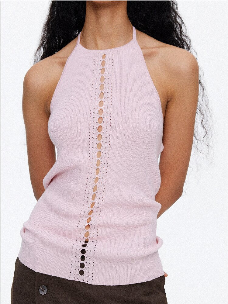 Lyocell Lace Up Halterneck Knit【s0000015929】