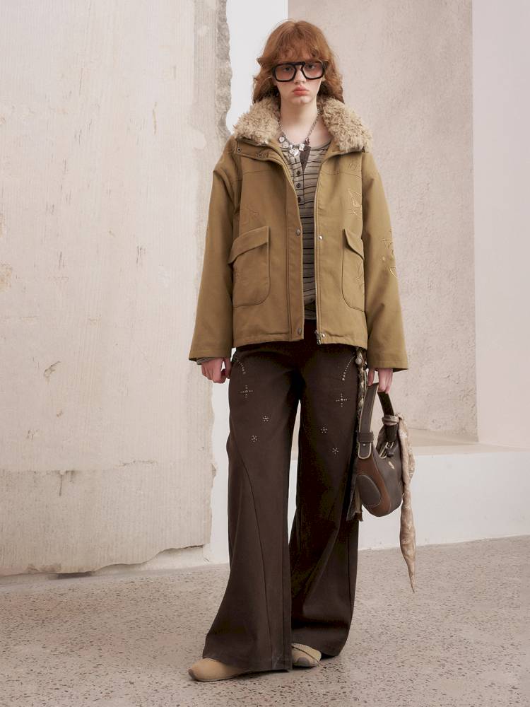 Imitation hot diamond straight loose trousers【s0000014385】