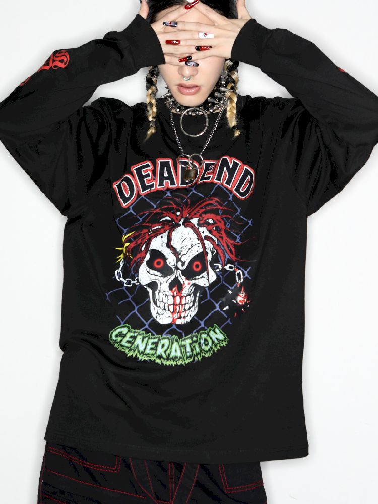 ROCK GOTHIC PUNK SKULL T-SHIRT [S0000010268]