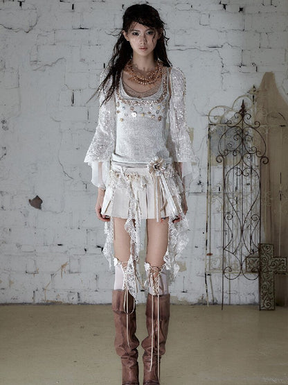 Pearl Chain Sequin Chiffon Cover Up【s0000016991】