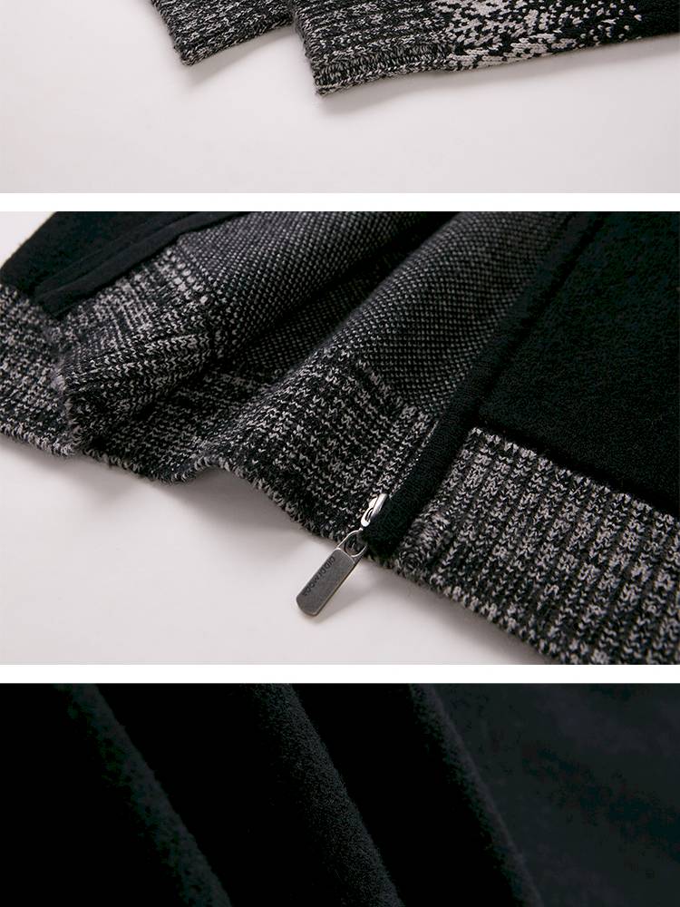 Hooded Black Knit Cardigan【s0000014387】