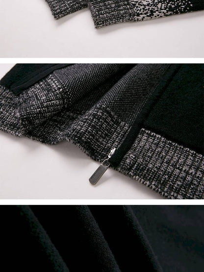 Hooded Black Knit Cardigan【s0000014387】