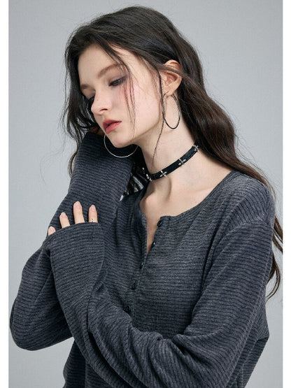 Faded Striped Hot Diamond Knit Top【s0000016260】