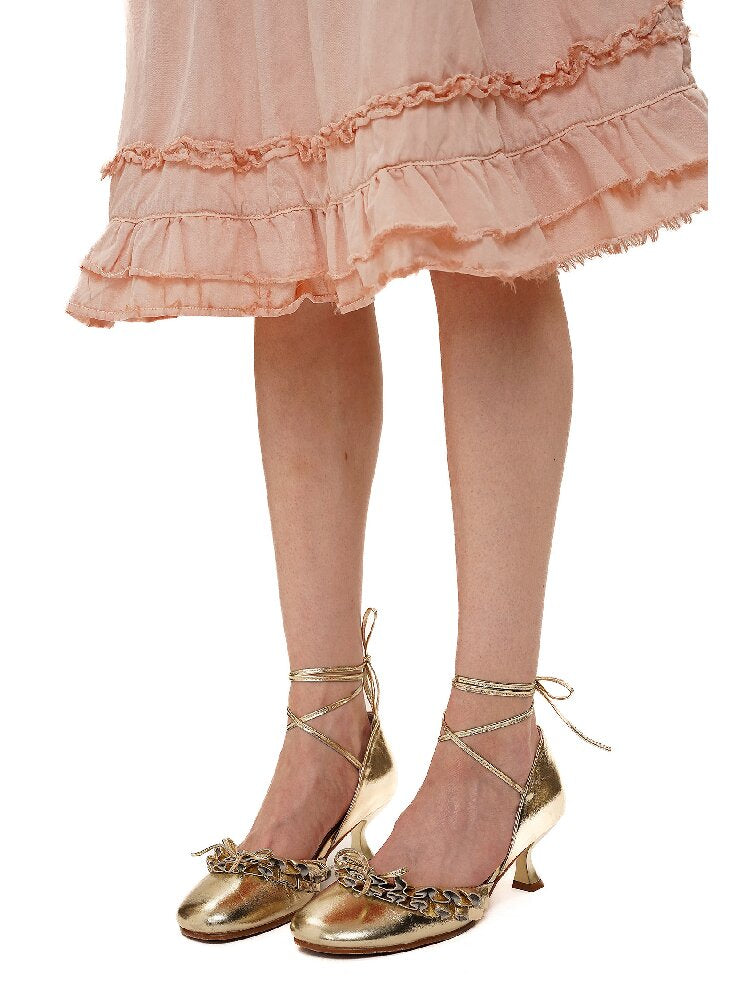 Ruffled Bow Lace Up High Heels【s0000016133】