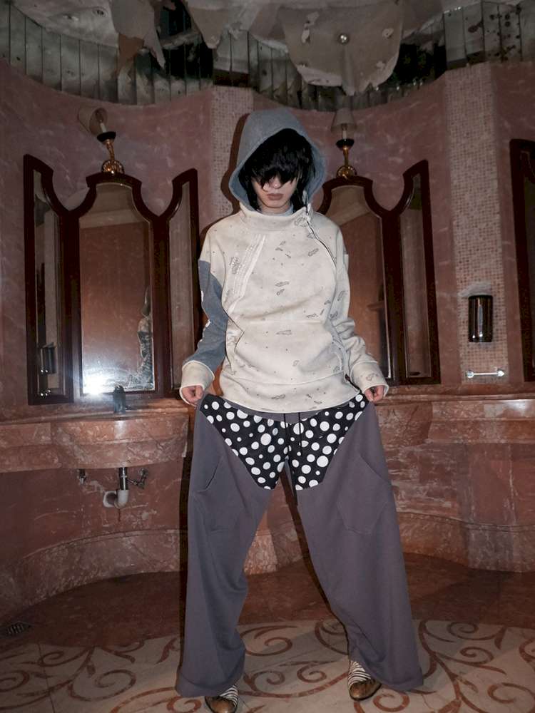 Polka Dot Paneled Wide Leg Pants【s0000015150】