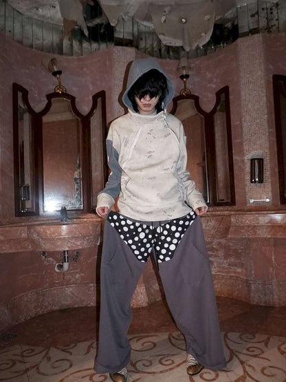 Polka Dot Paneled Wide Leg Pants【s0000015150】