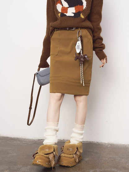 Large Pockets Leather Skirt【s0000014410】