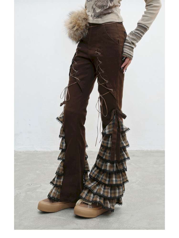 Plaid Strap Vintage Lace Slacks【s0000014832】