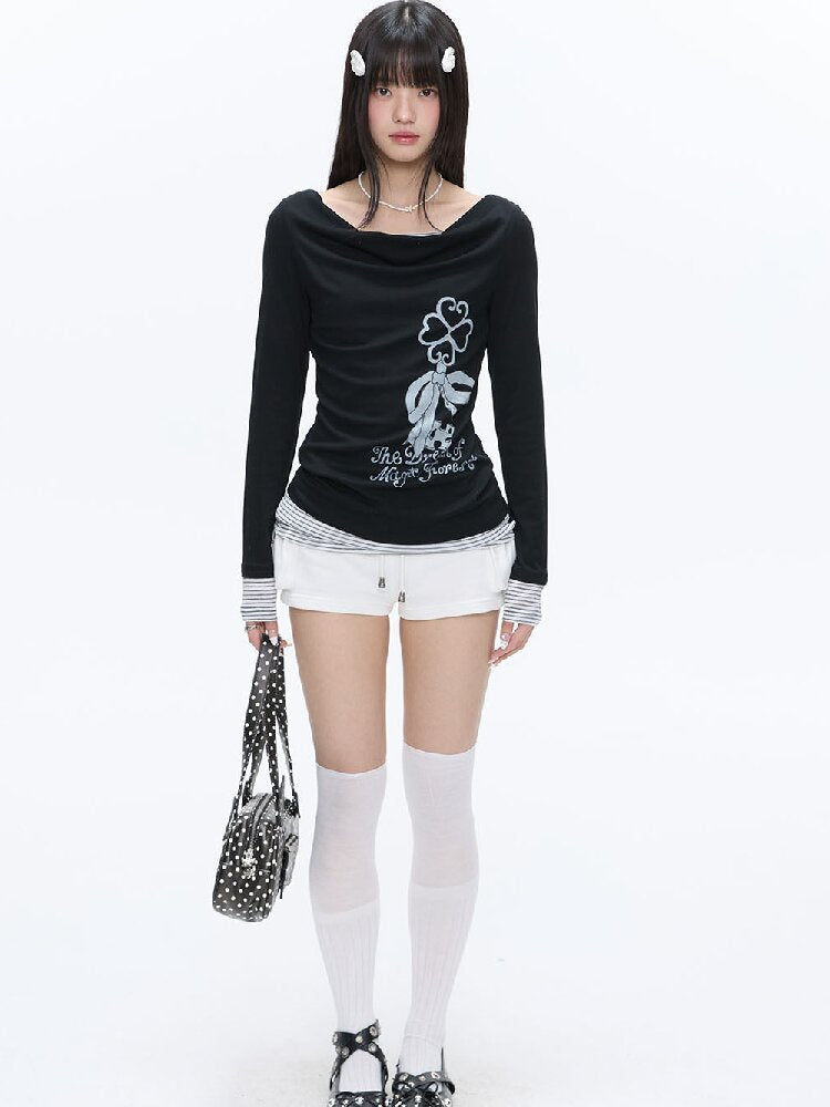 Soft Patchwork Collar Slim Top【s0000016385】