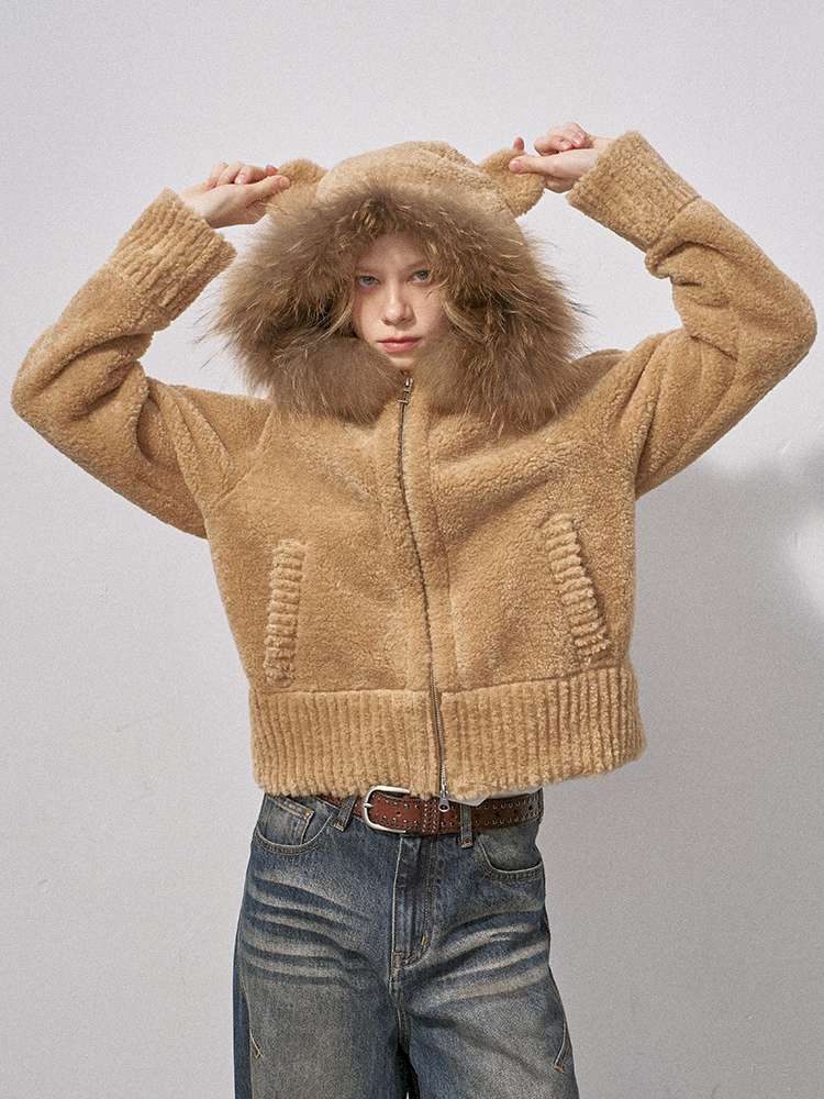 Bear Ears Velvet Faux Fur Jacket【s0000015235】