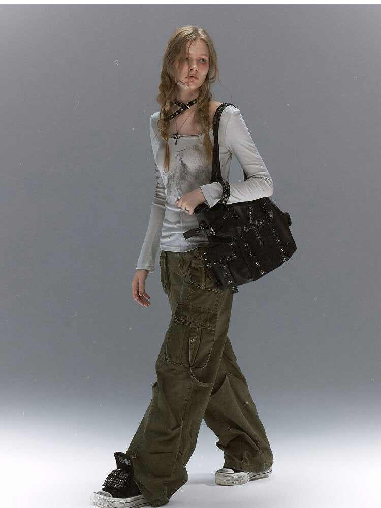 Double Waist Distressed Workwear【s0000017855】