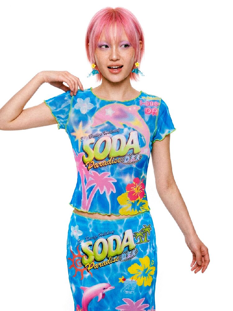 Mesh Short Sleeve Mermaid Dress【s0000017519】