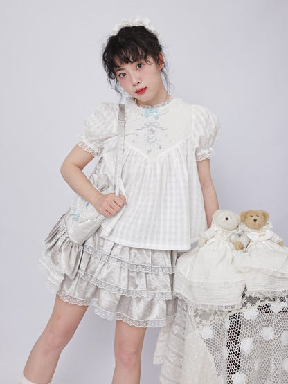 Vintage Lace Satin Cake Skirt【s0000017485】