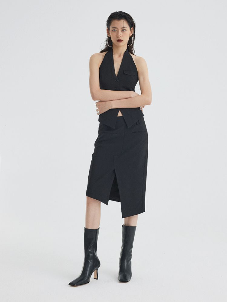 Asymmetric Slit Hem Suit【s0000007346】