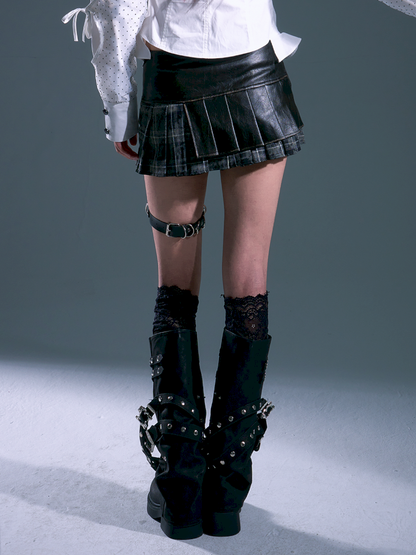 Low Waist Tie Pleated Plaid Skirt【s0000013693】