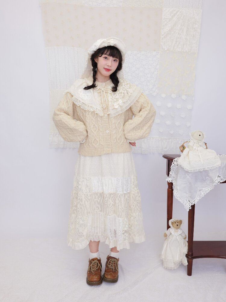 Handmade Lace Twist Knit Sweater【s0000016502】