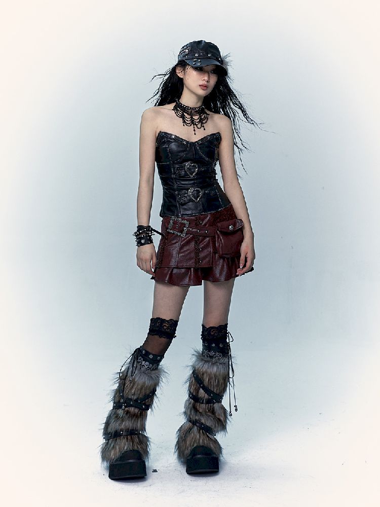 슬림 랩 짧은 가죽 가슴 판 [S0000011436]