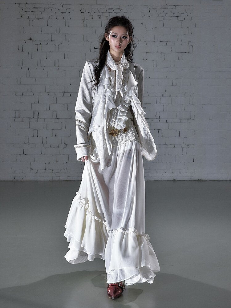Streamer Snood Chiffon Leather Jacket【s0000015942】