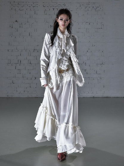 Streamer Snood Chiffon Leather Jacket【s0000015942】