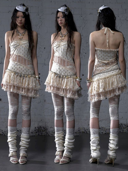 Lace Halter Neck Strapless Dress【s0000012786】