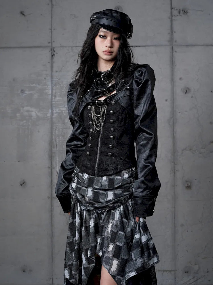 Stand Collar Ultra-Short Leather Jacket【s0000013950】