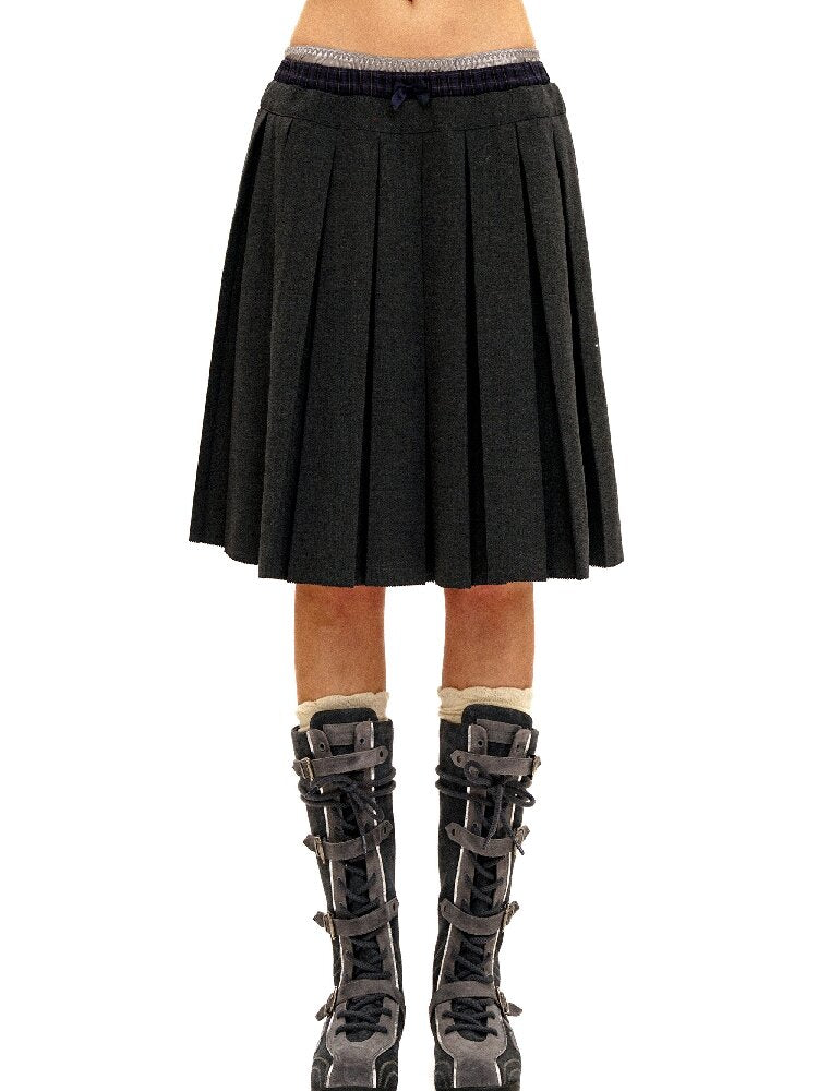 Linen Satin Panel Plaid Skirt【s0000016070】